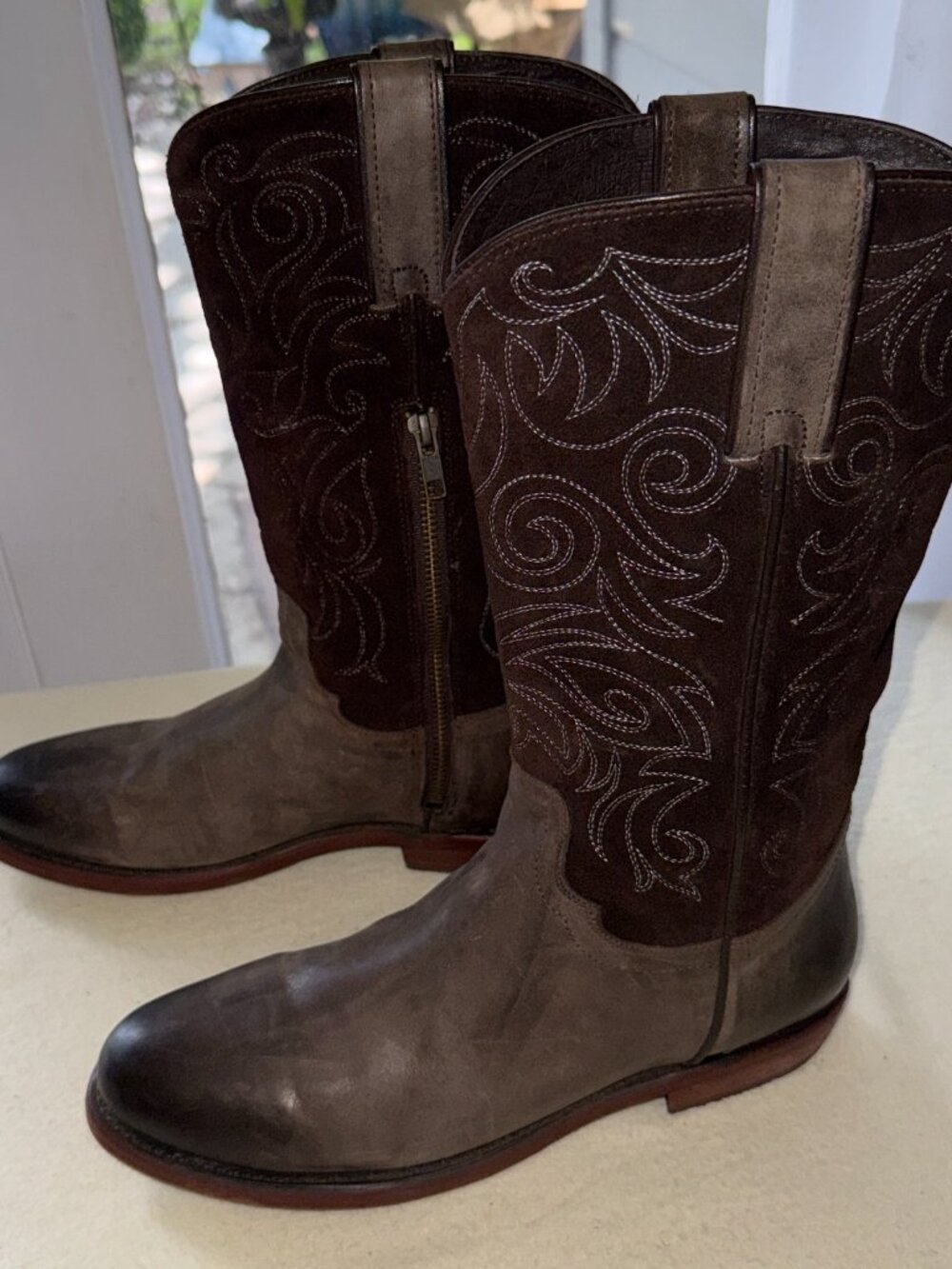 Reba Justin Boots Women's Western Anthem Boots Dark Brown Leather Suede Size 8 - Picture 9 of 14